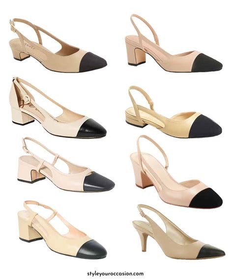 chanel beige black slingback|Chanel slingback size chart.